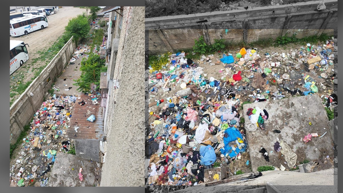 VIDEO Locatarii unui bloc din Bacău aruncă gunoiul direct pe geam