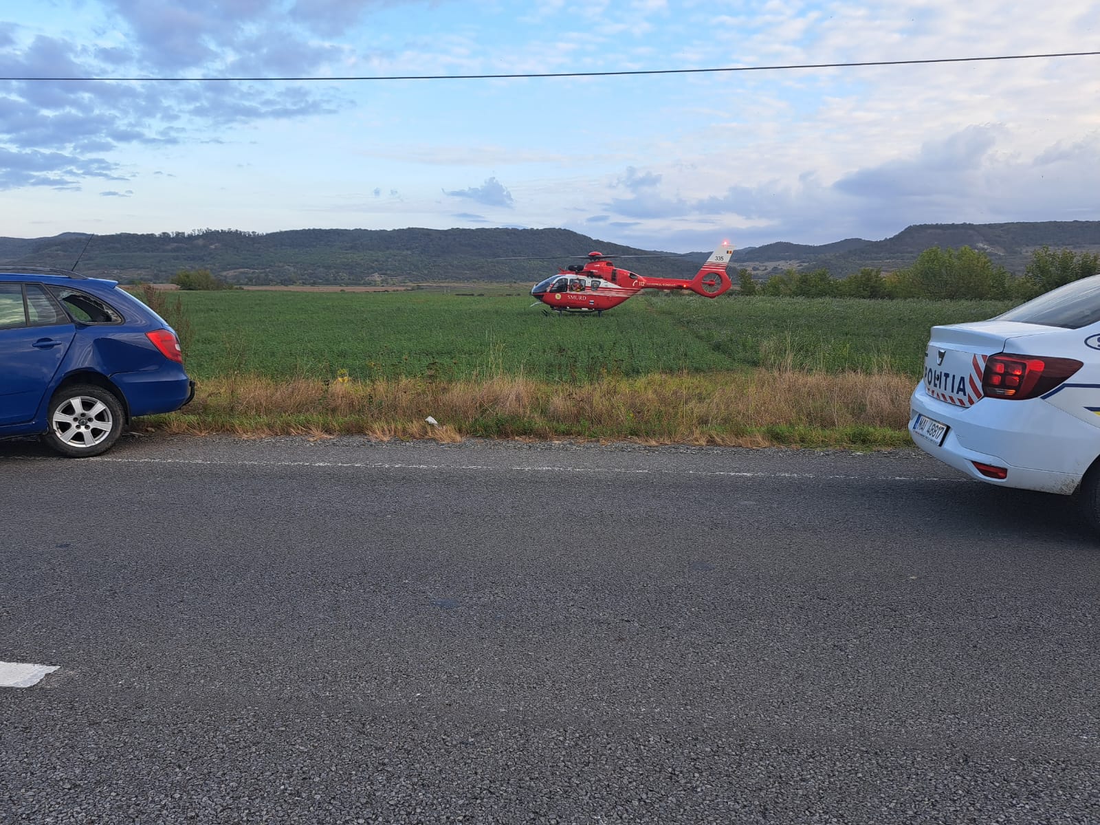 Accident grav în Sibiu. A fost nevoie de intervenția elicopterului SMURD