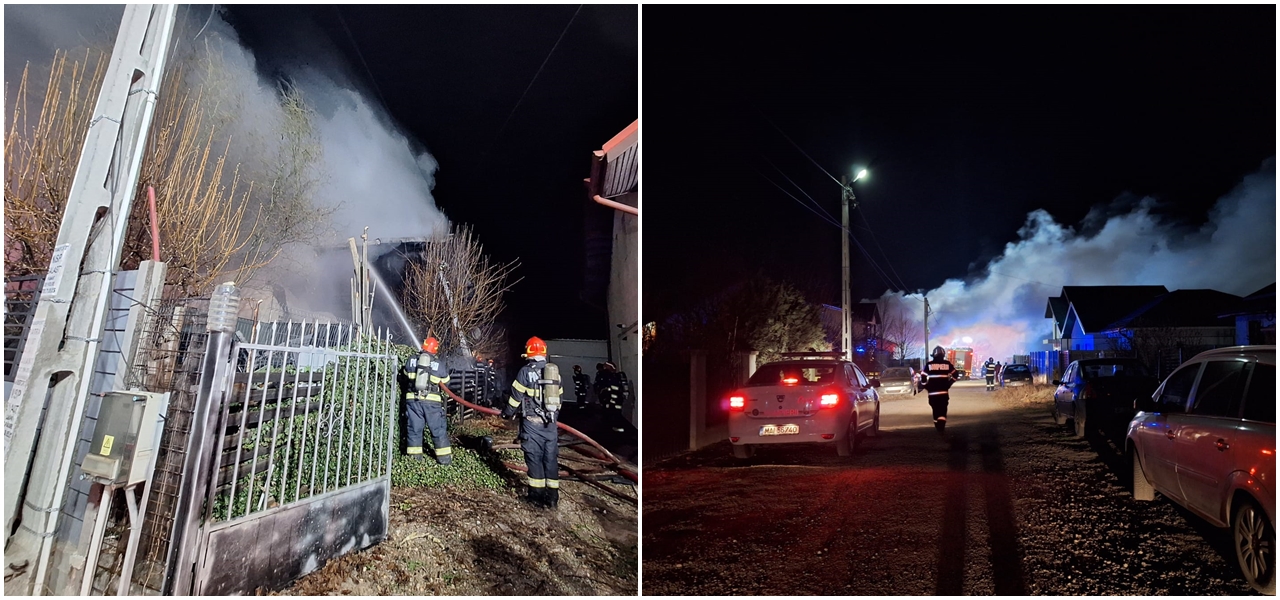 Incendiu în comuna Berceni. O casă cu 8 persoane a luat foc