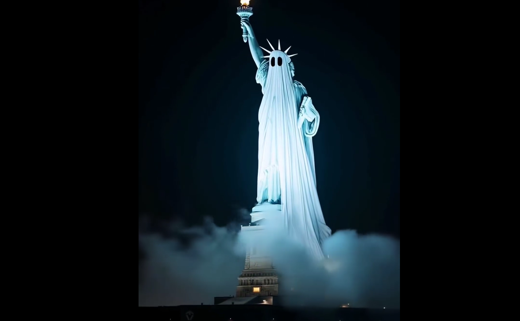 Statuia Libertății din NY „s-a transformat” în fantomă de Halloween