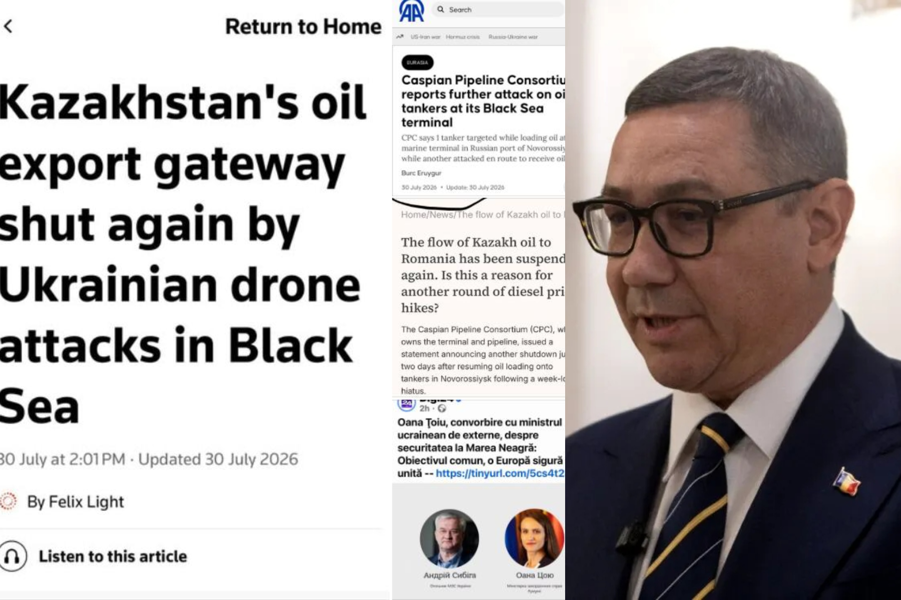 „Nu găsiți nicăieri publicat faptul că atacurile cu drone ale Ucrainei au oprit din nou importurile de petrol din Kazakhstan!”