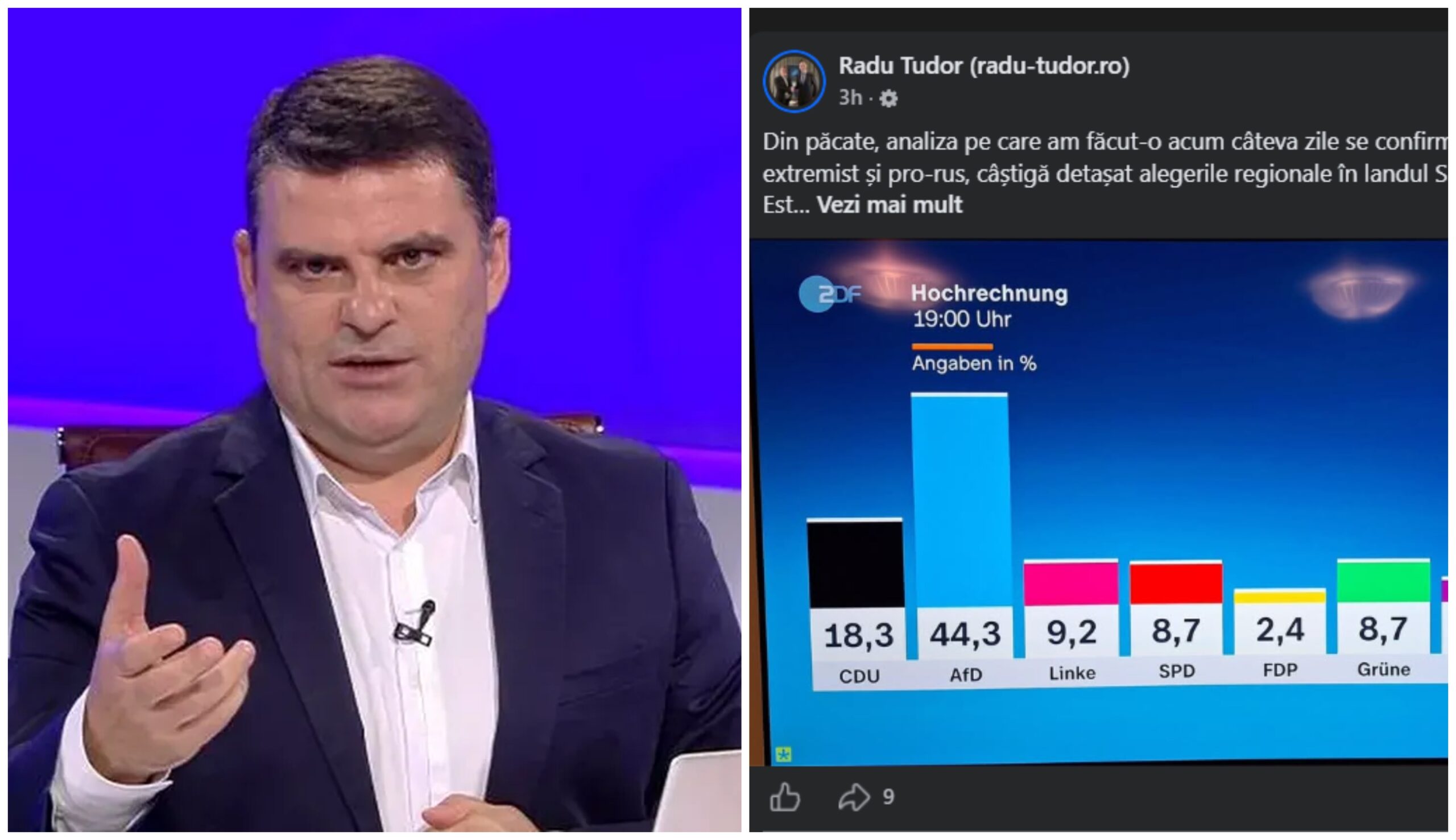 Poate vă sună cunoscut. Radu Tudor dă vina, pentru victoria AfD din Germania, pe ruși