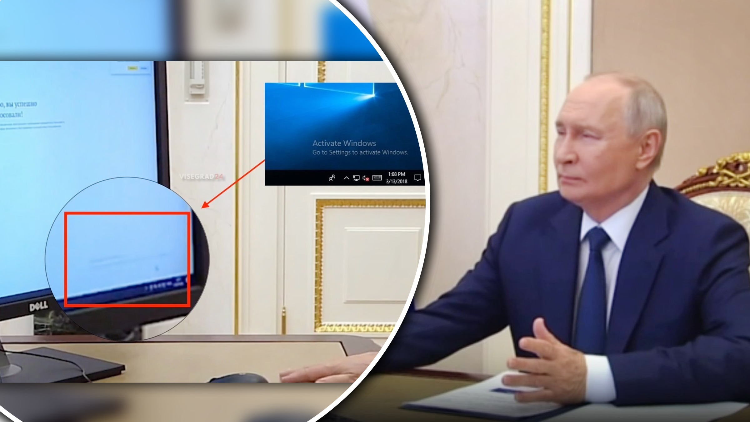 Detaliul stânjenitor de pe monitorul din biroul lui Vladimir Putin