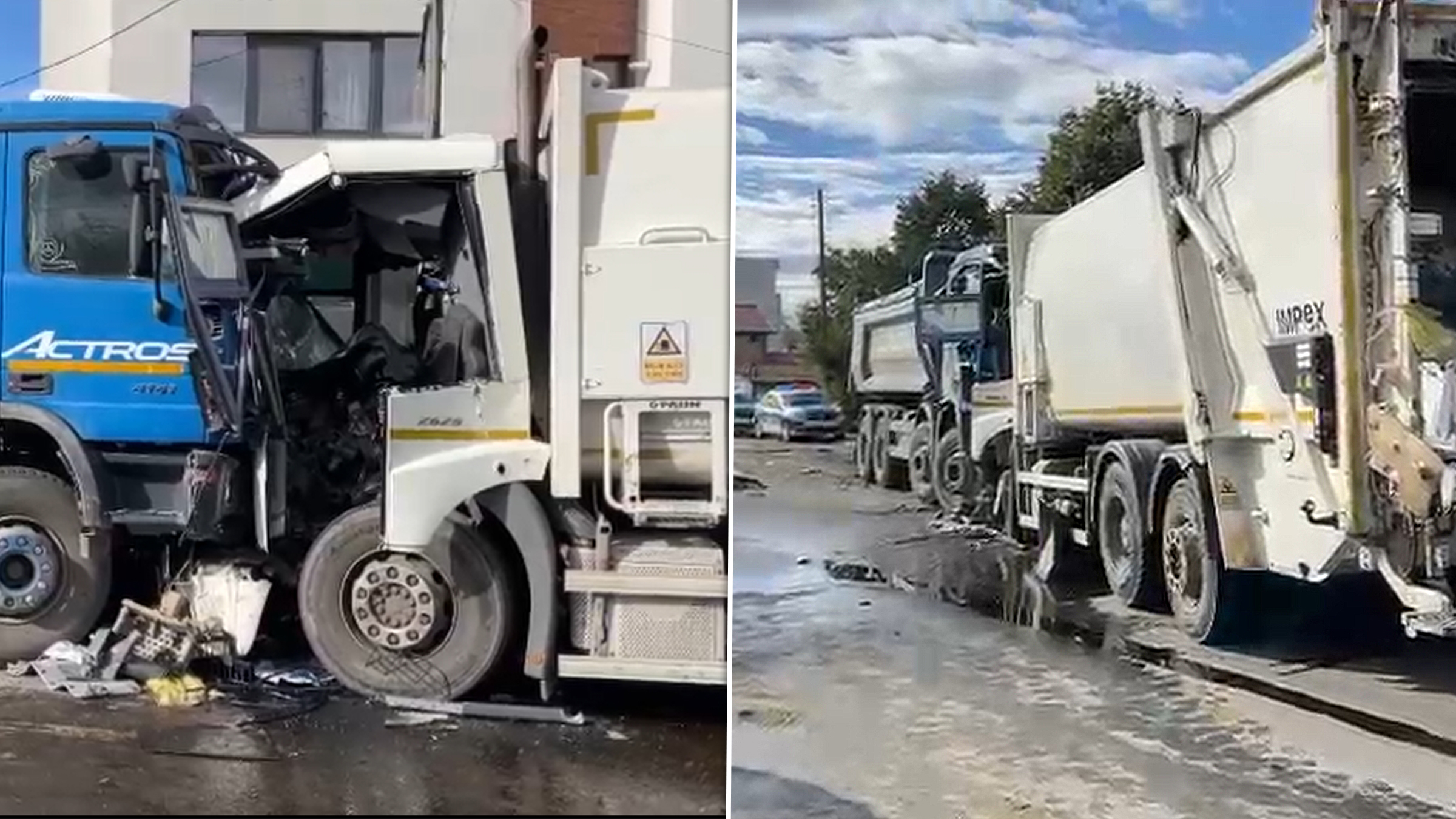 Accident grav în Tunari. Un TIR a intrat într-o mașină de gunoi. Șoferul a fost rănit grav